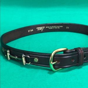Tory bridal leather belt with horse bit detail